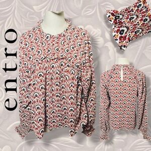 Entro NWOT Boho Peasant Cottagecore Floral Blouse